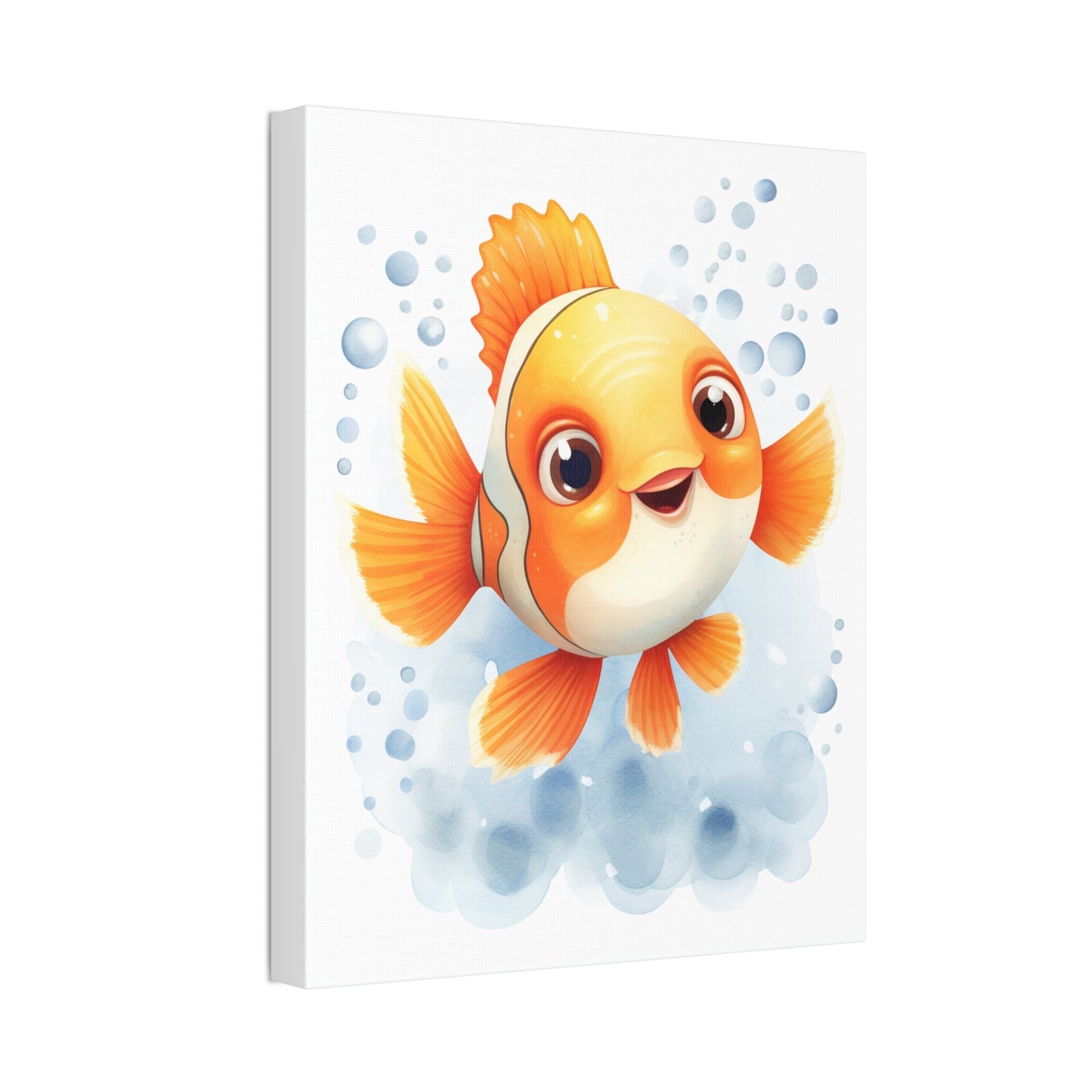 Happy watercolor Clownfish on Stretched 1.5" Canvas-KaboodleWorld