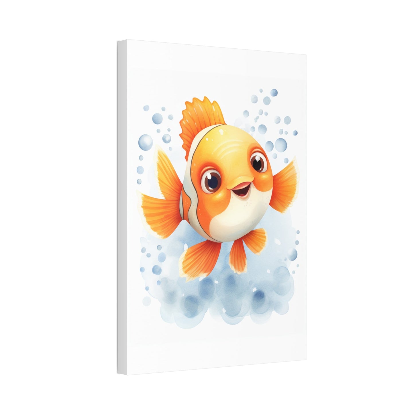 Happy watercolor Clownfish on Stretched 1.5" Canvas-KaboodleWorld