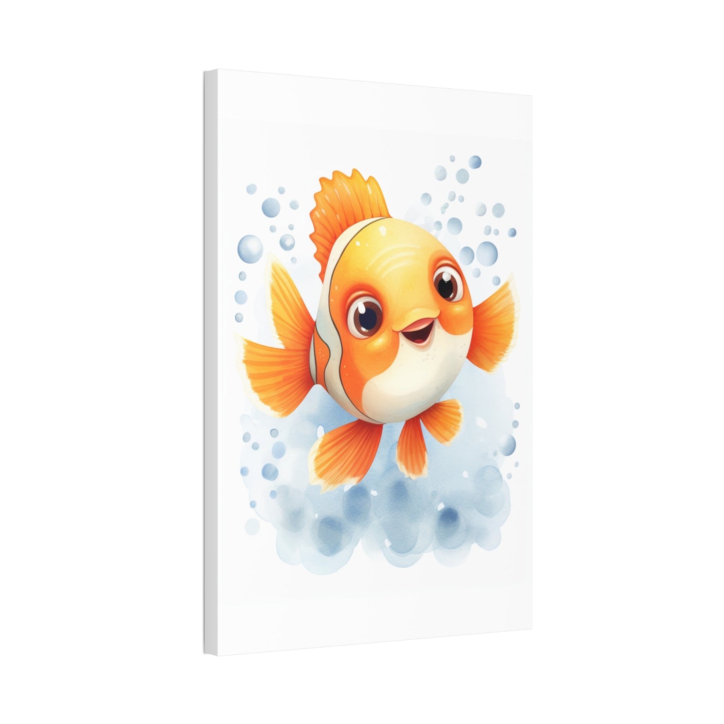 Happy watercolor Clownfish on Stretched 1.5" Canvas-KaboodleWorld