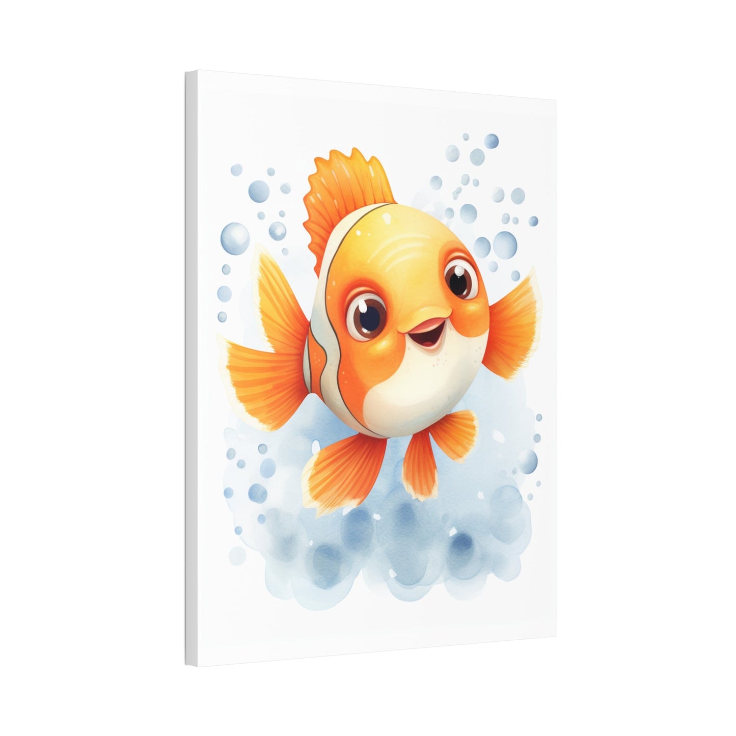Happy watercolor Clownfish on Stretched 1.5" Canvas-KaboodleWorld