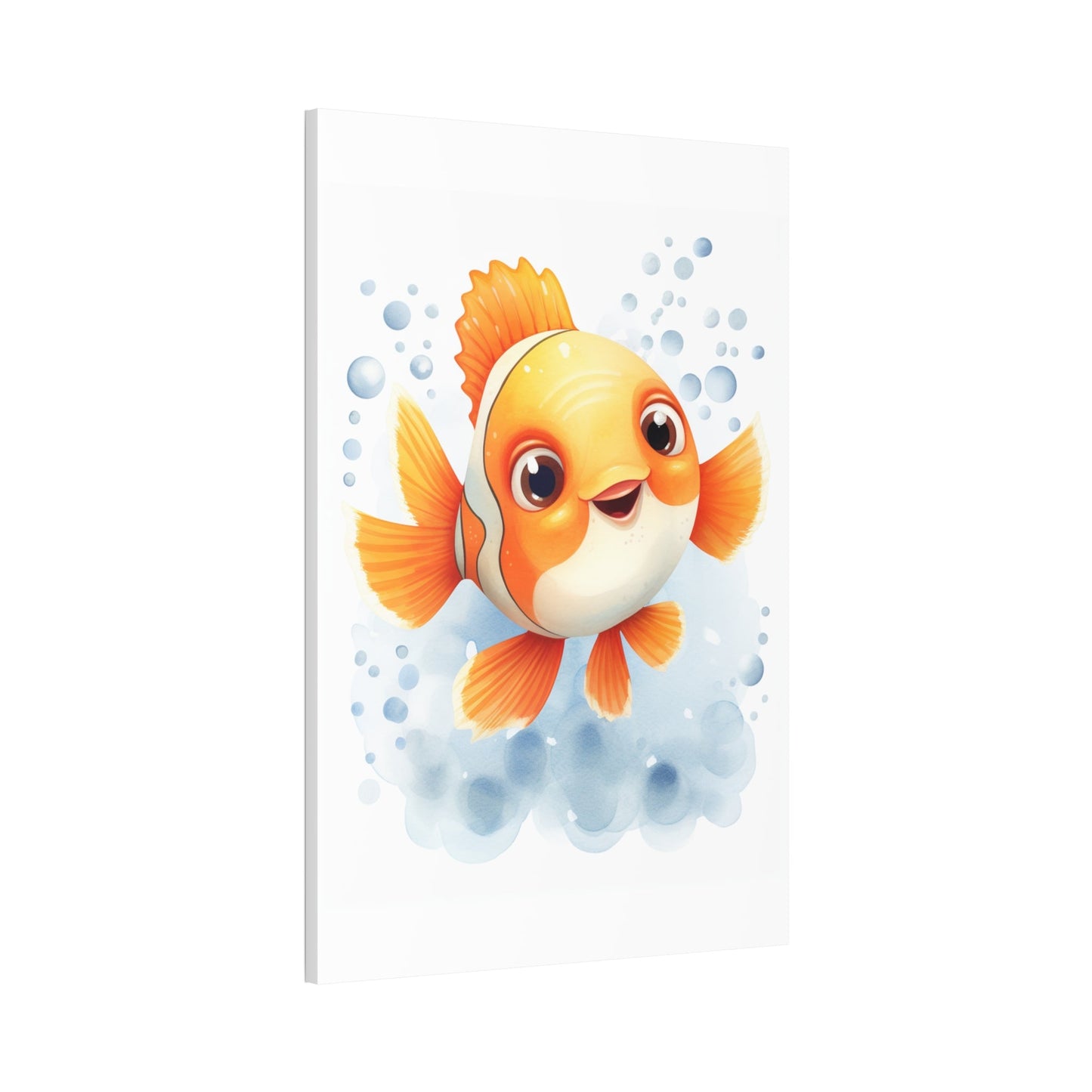 Happy watercolor Clownfish on Stretched 1.5" Canvas-KaboodleWorld