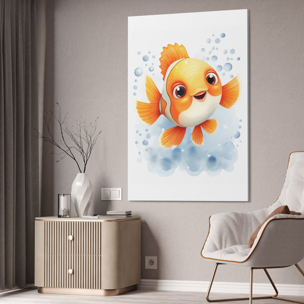 Happy watercolor Clownfish on Stretched 1.5" Canvas-KaboodleWorld