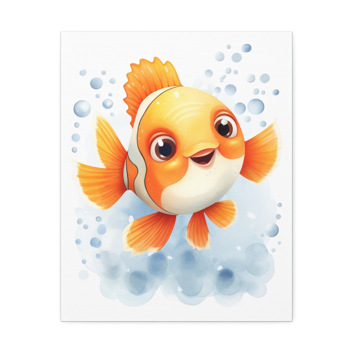 Happy watercolor Clownfish on Stretched 1.5" Canvas-KaboodleWorld
