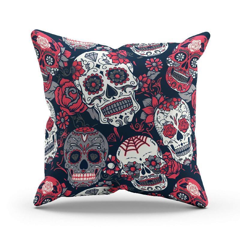 Black White Red Skulls Pillow Cover-KaboodleWorld