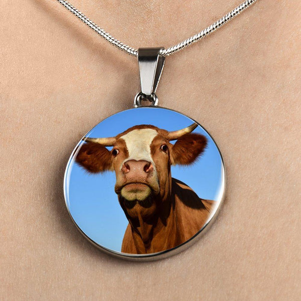 Brown Cow Luxury Necklace with Circle Pendant-KaboodleWorld