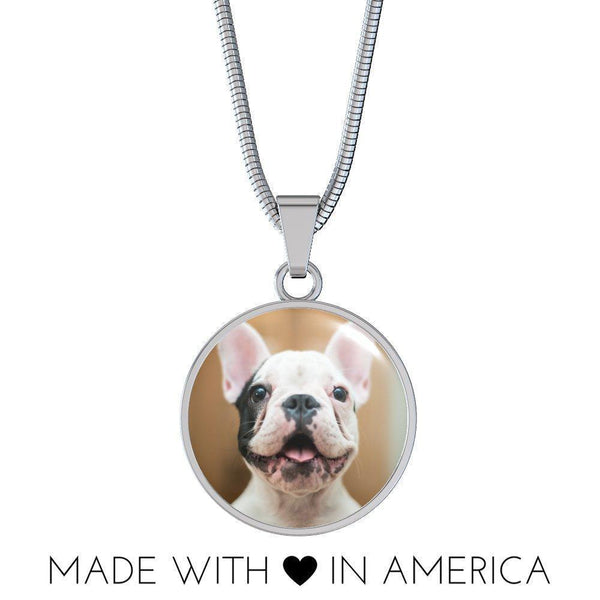 Bulldog Luxury Necklace with Circle Pendant-KaboodleWorld