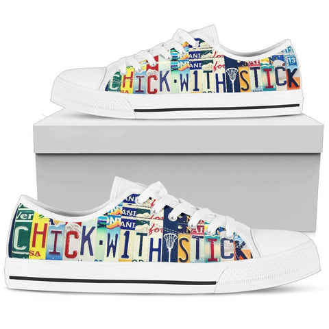Chick With Stick Lacrosse Low Top Shoes-KaboodleWorld