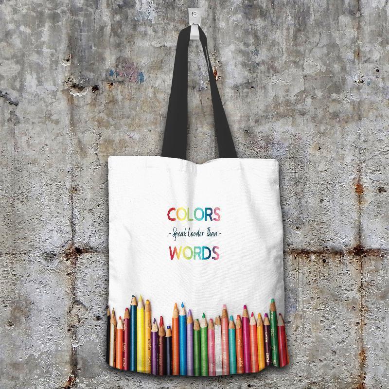 Colors Speak Louder than Words Cotton Tote Bag-KaboodleWorld