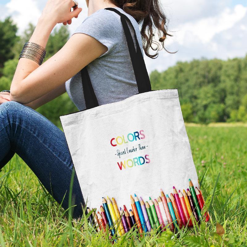 Colors Speak Louder than Words Cotton Tote Bag-KaboodleWorld