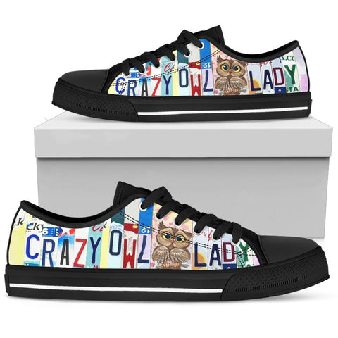 Crazy Owl Lady Low Top Shoes-KaboodleWorld