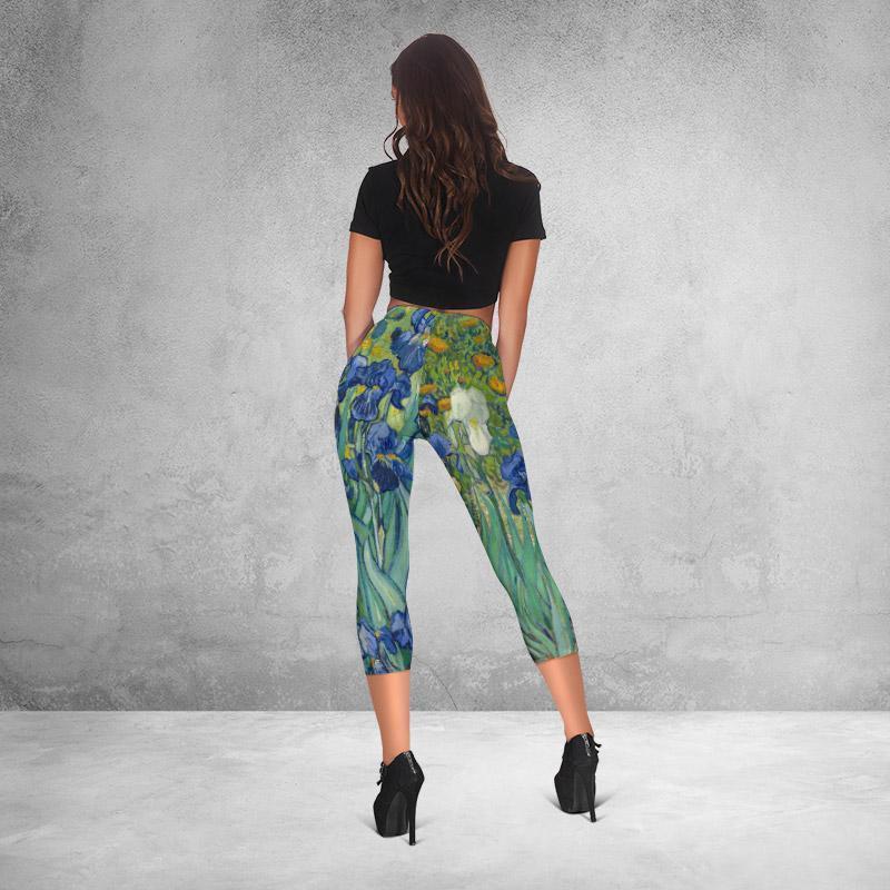 Fashionable Comfy Capris - van Gogh's Irises-KaboodleWorld