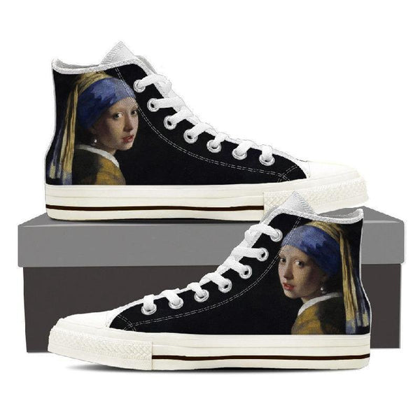 Girl with Pearl Earring High Top Men Shoes-KaboodleWorld