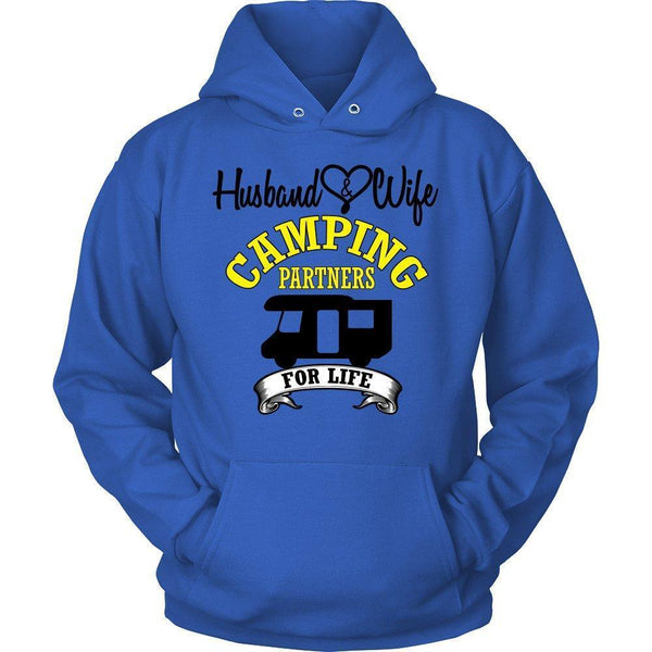 Husband and Wife Camping Partners for Life Unisex Hoodie-KaboodleWorld