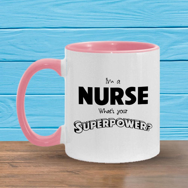 I'm a Nurse What's your Superpower? -11oz Accent Mug-KaboodleWorld
