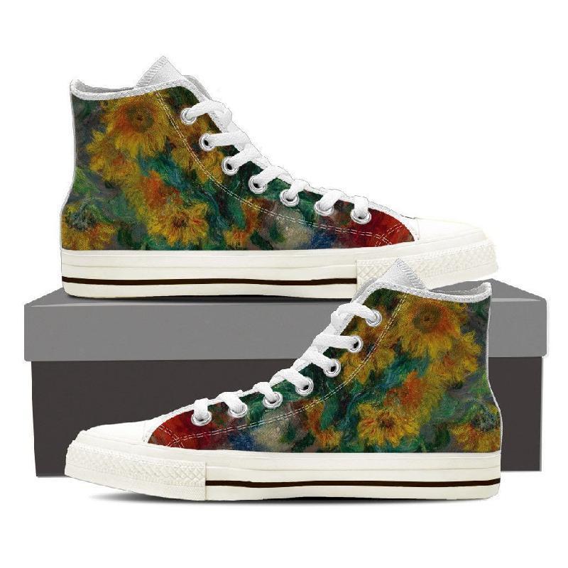 Monet Sunflowers High Top Women Shoes-KaboodleWorld