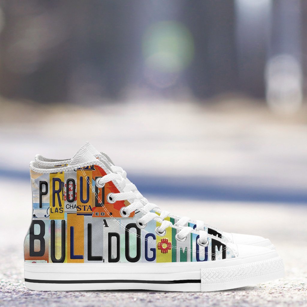 Proud Bulldog Mom - High Top Shoes-KaboodleWorld