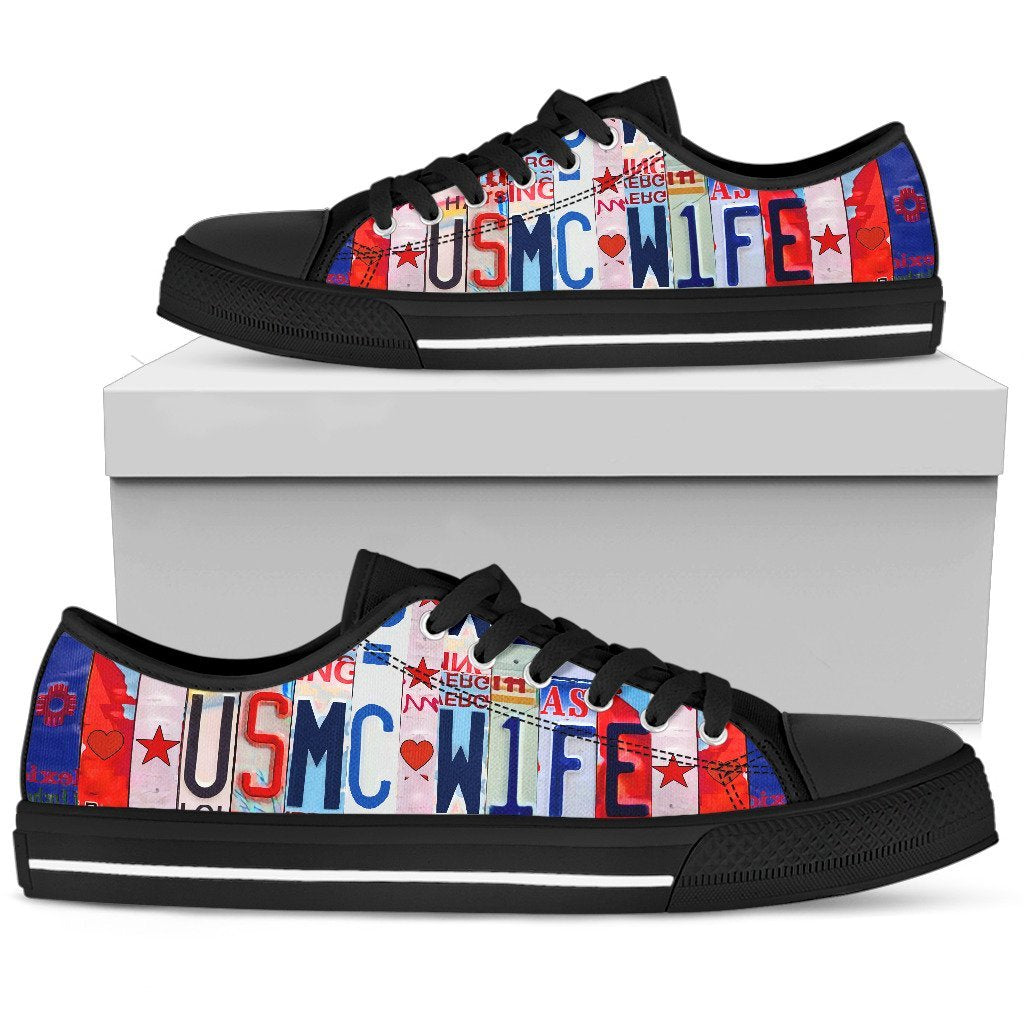 Proud USMC Wife Low Top Shoes-KaboodleWorld