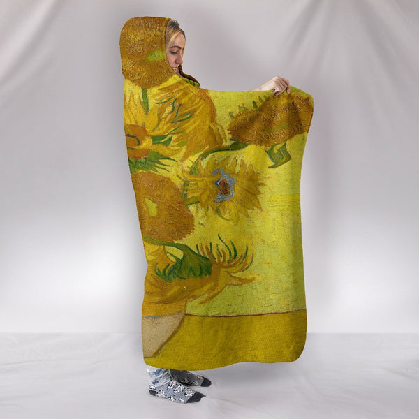 Van Gogh Sunflowers Hooded Blanket-KaboodleWorld