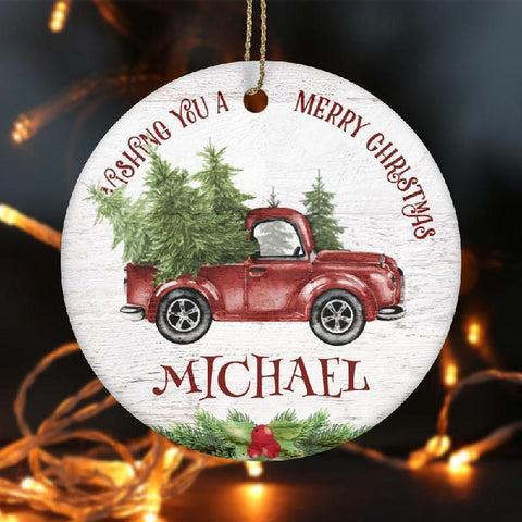 Wishing You a Merry Christmas Ceramic Ornament-KaboodleWorld