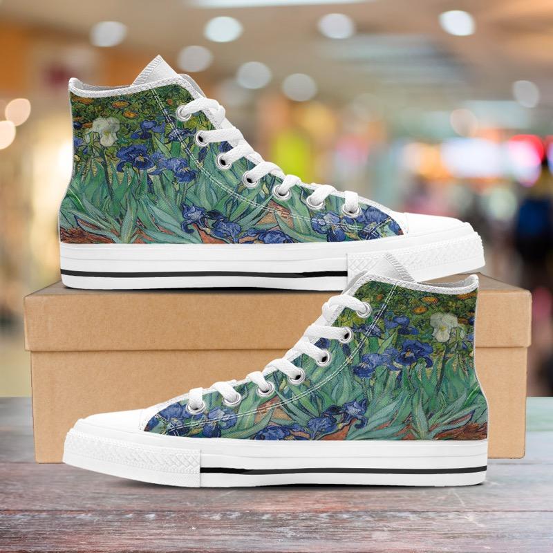 van Gogh's Irises High Tops Women's Shoes-KaboodleWorld