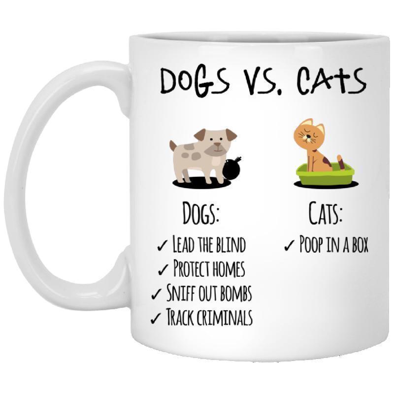 Dogs vs Cats 11 oz. White Mug-KaboodleWorld