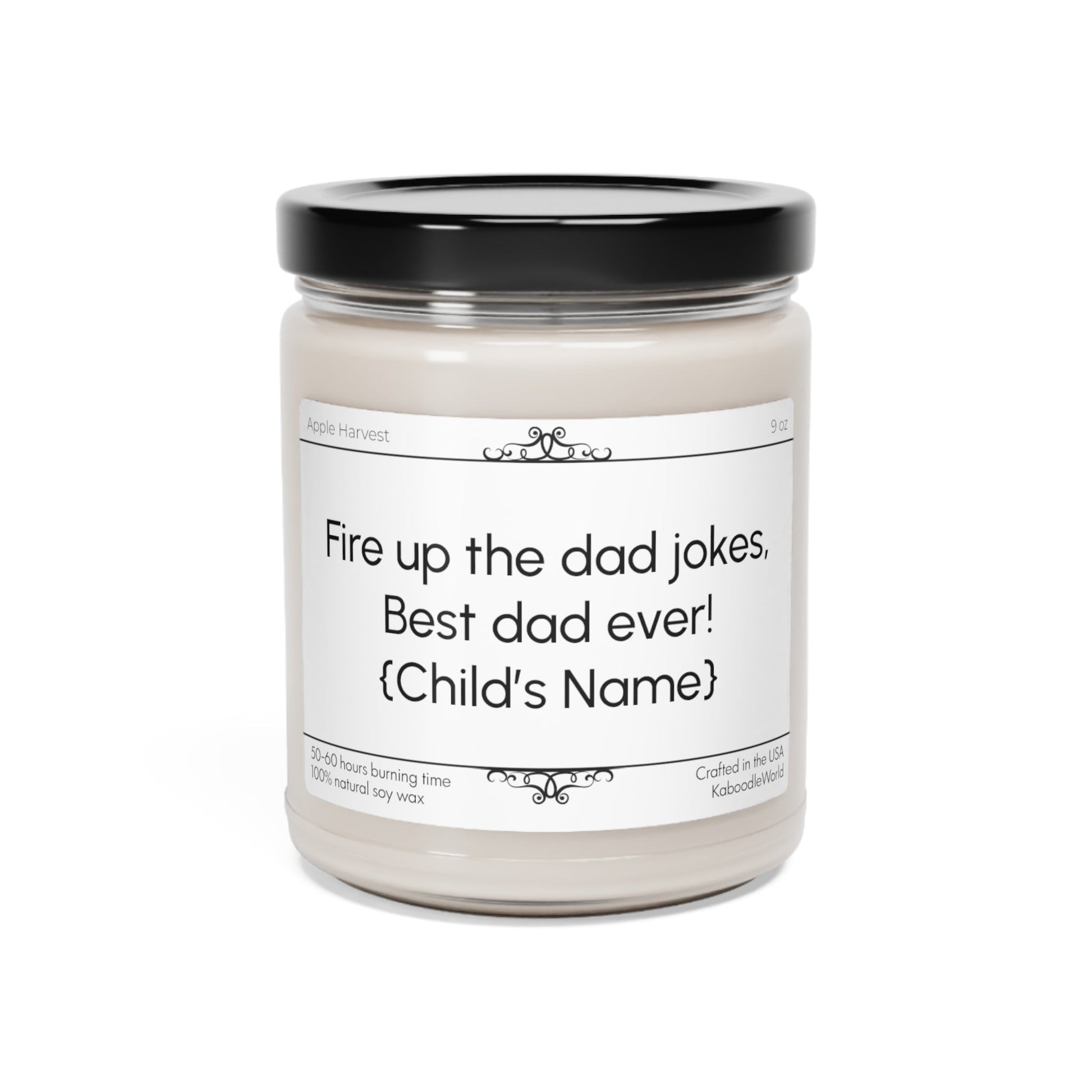 Funny Fathers Day Personalized Candle-Fire up the dad Jokes, 9oz-KaboodleWorld