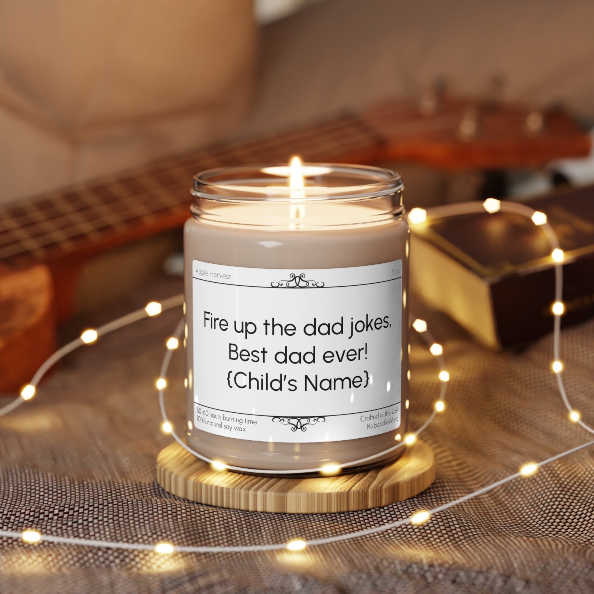 Funny Fathers Day Personalized Candle-Fire up the dad Jokes, 9oz-KaboodleWorld