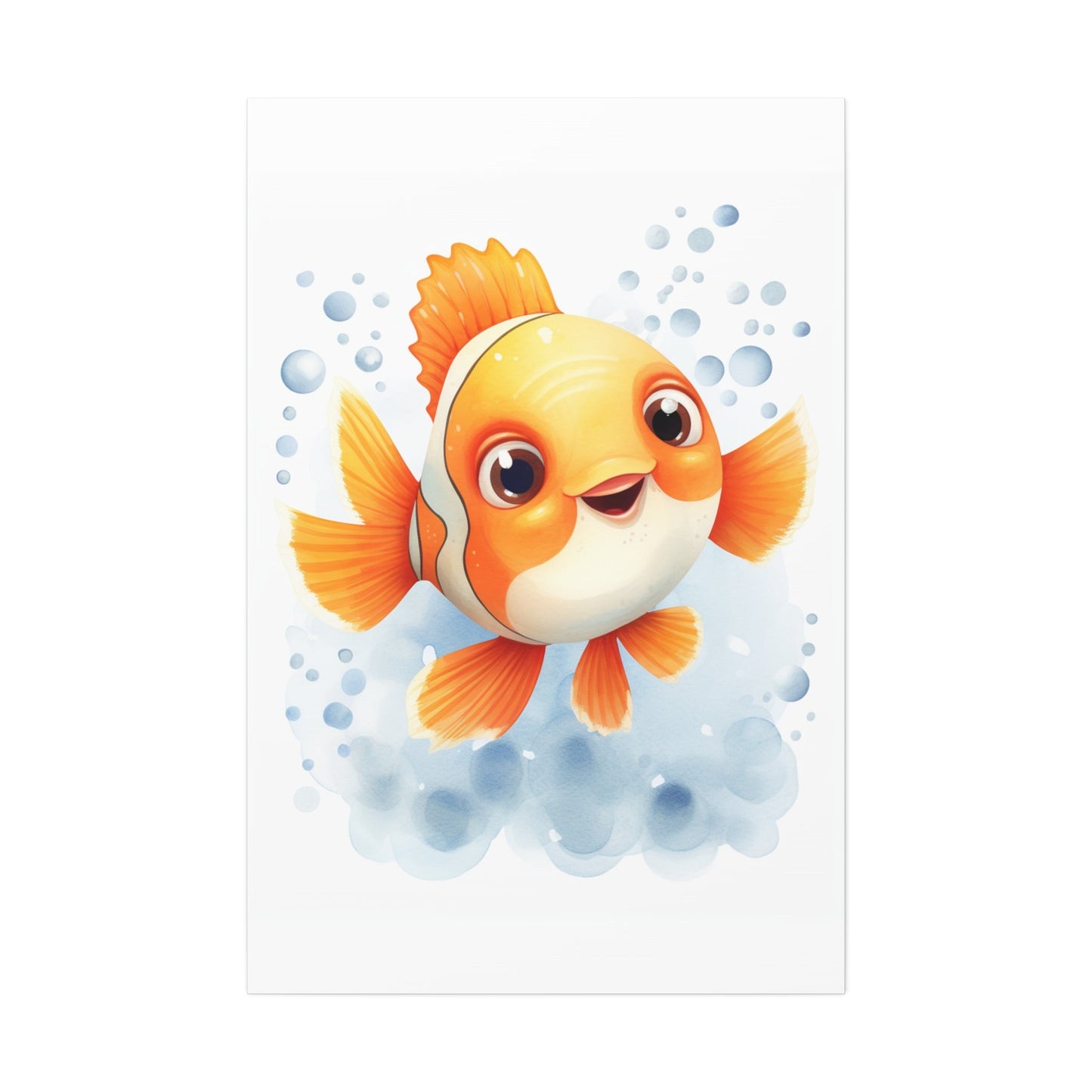 Happy watercolor Clownfish on Stretched 1.5" Canvas-KaboodleWorld