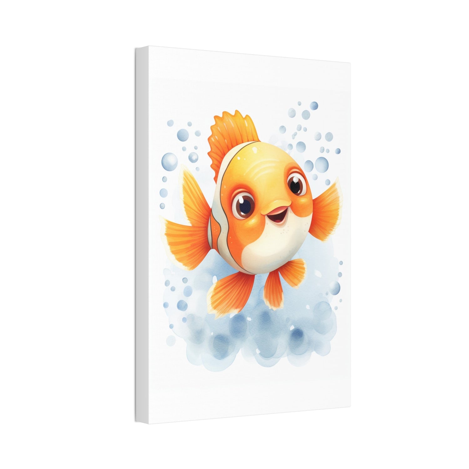 Happy watercolor Clownfish on Stretched 1.5" Canvas-KaboodleWorld