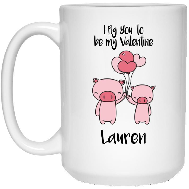 Personalize - Pig You to be my Valentine 15 oz. White Mug-KaboodleWorld