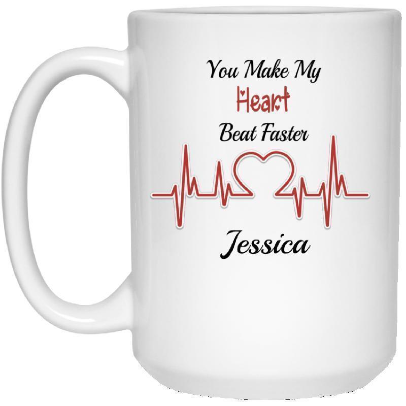 Personalize - You Make My Heart Beat Faster 15 oz. White Mug-KaboodleWorld