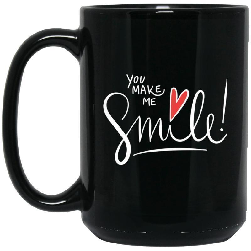 You Make Me Smile 15 oz. Black Coffee Mug-KaboodleWorld