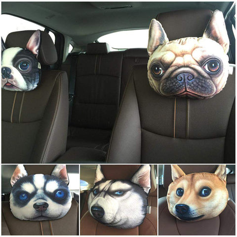 3D Printed Dog Face Car Headrest Pillow-KaboodleWorld