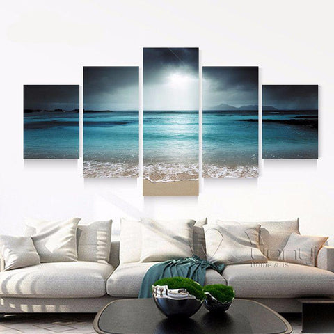 5 Panel Seascape Canvas Beach Wall Art - Canvas only-KaboodleWorld