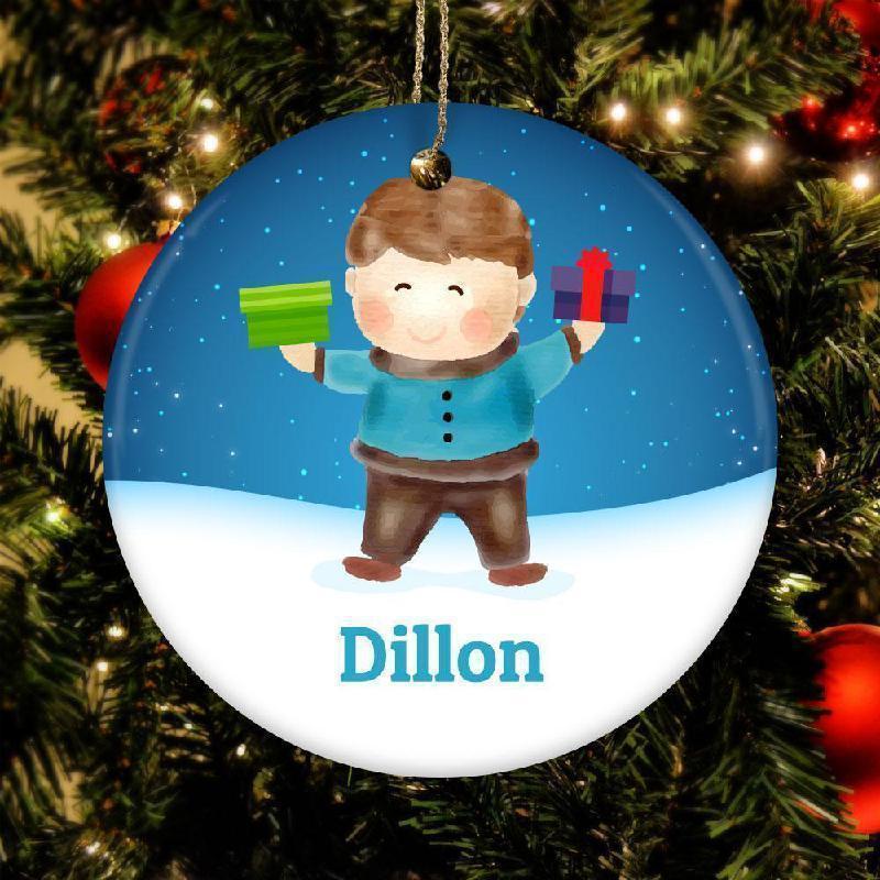 Boy Personalized Ceramic Christmas Ornament-KaboodleWorld