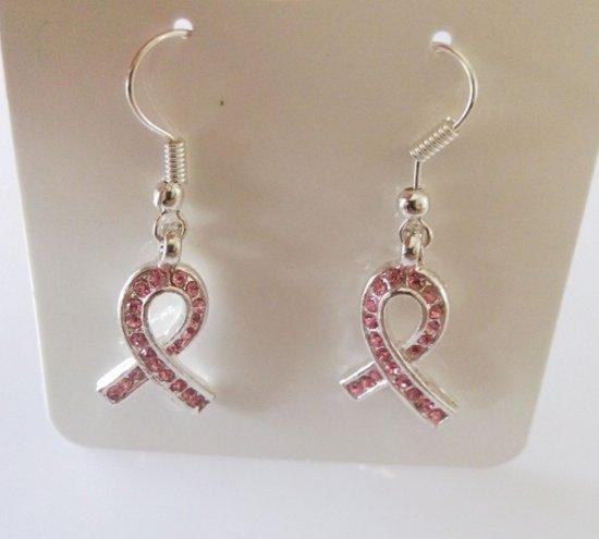 Breast Cancer Awareness Pink Ribbon Dangle Earrings-KaboodleWorld