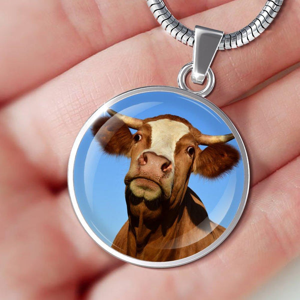 Brown Cow Luxury Necklace with Circle Pendant-KaboodleWorld