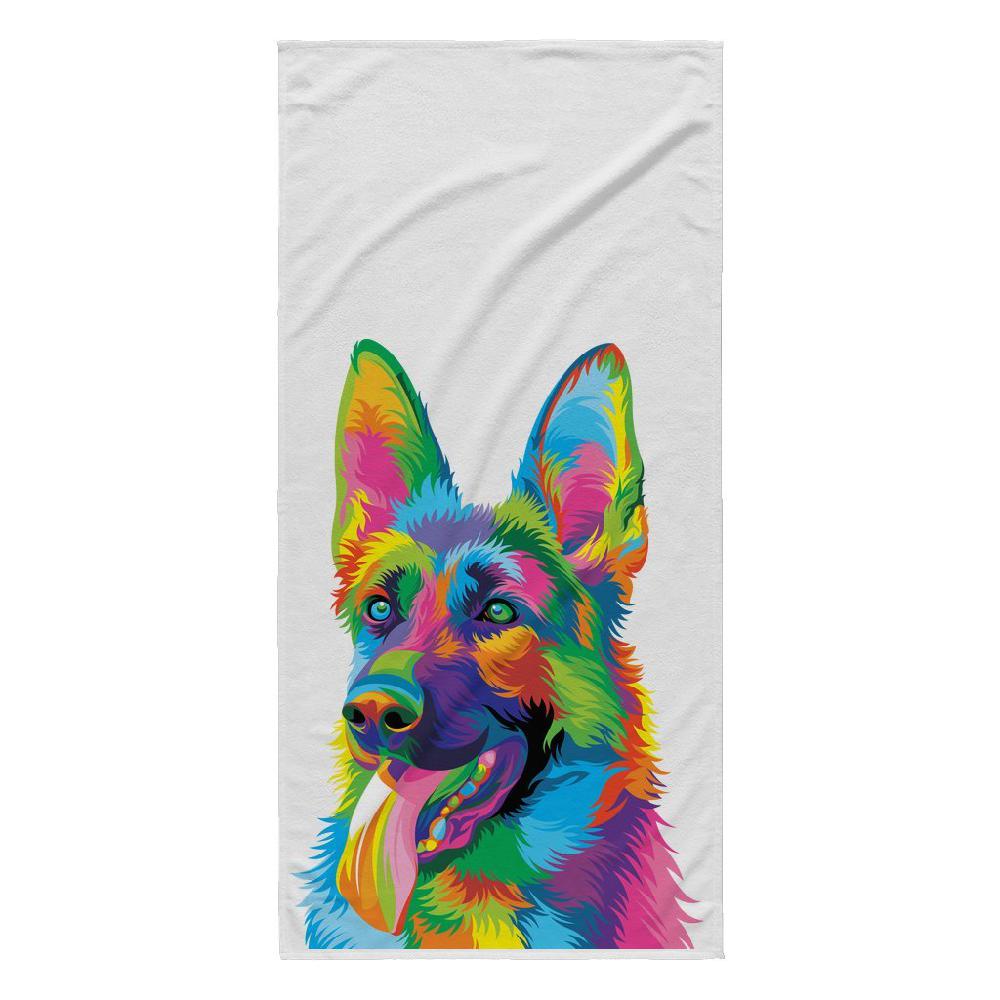 Colorful German Shepherd Beach Towel-KaboodleWorld