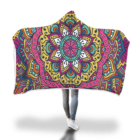 Colorful Mandala Cozy Hooded Blanket-KaboodleWorld