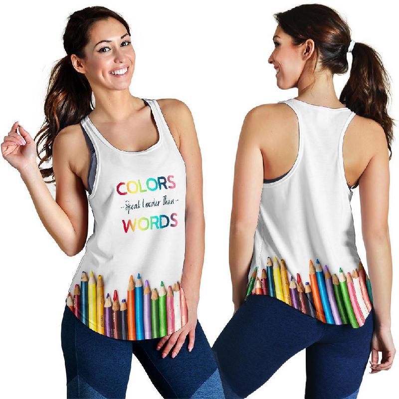 Colors Speak Louder than Words Racerback Tank Top-KaboodleWorld