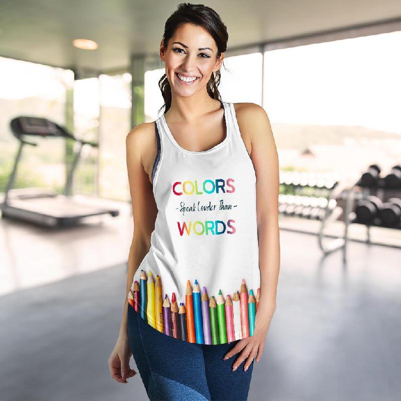 Colors Speak Louder than Words Racerback Tank Top-KaboodleWorld