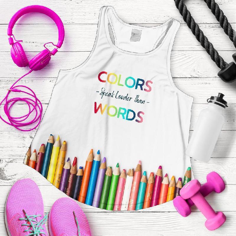 Colors Speak Louder than Words Racerback Tank Top-KaboodleWorld