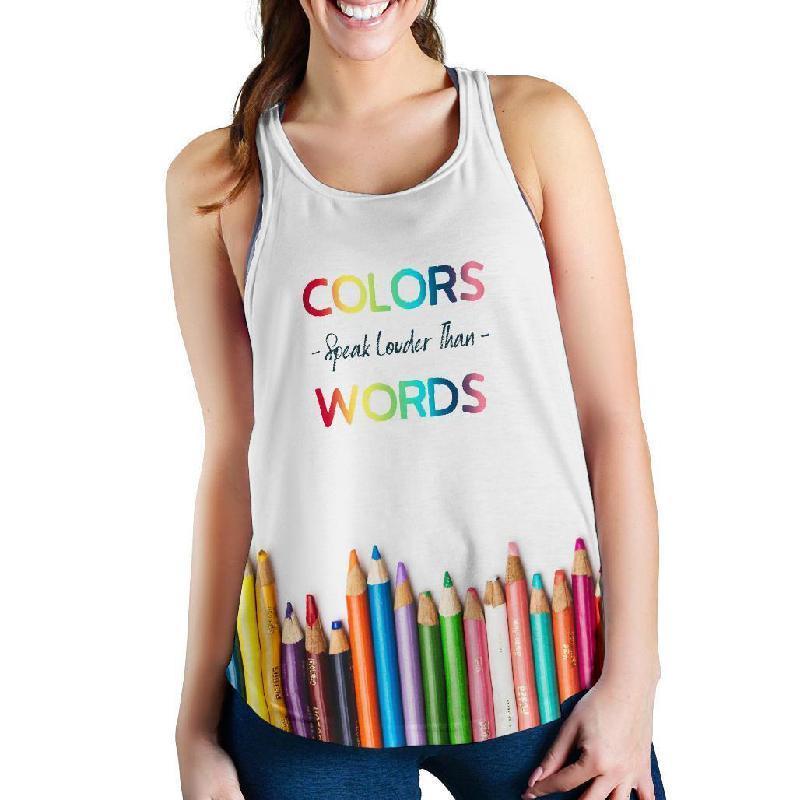 Colors Speak Louder than Words Racerback Tank Top-KaboodleWorld