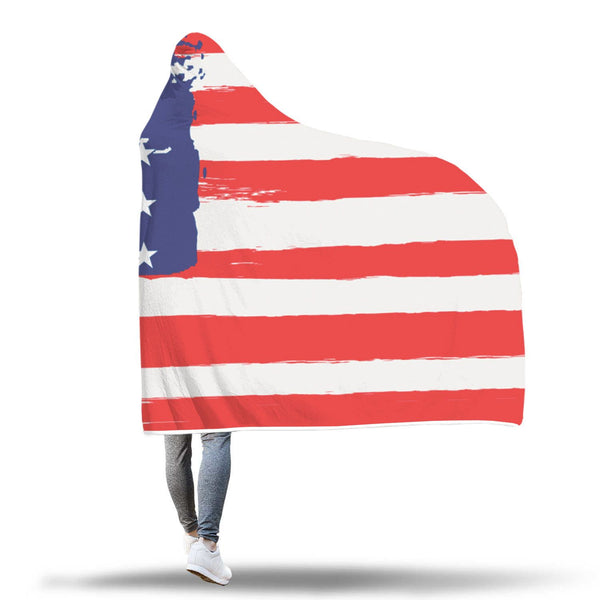 Comfy USA Flag Hooded Blanket-KaboodleWorld