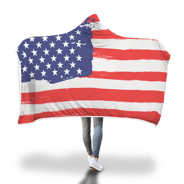 Comfy USA Flag Hooded Blanket-KaboodleWorld