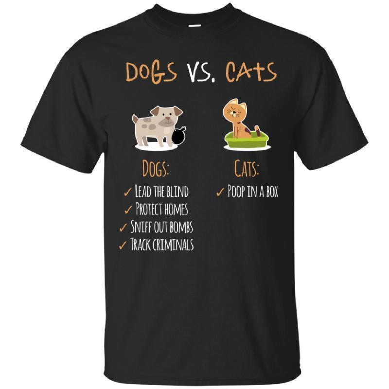 Dogs vs Cats Cotton T-Shirt - Black-KaboodleWorld