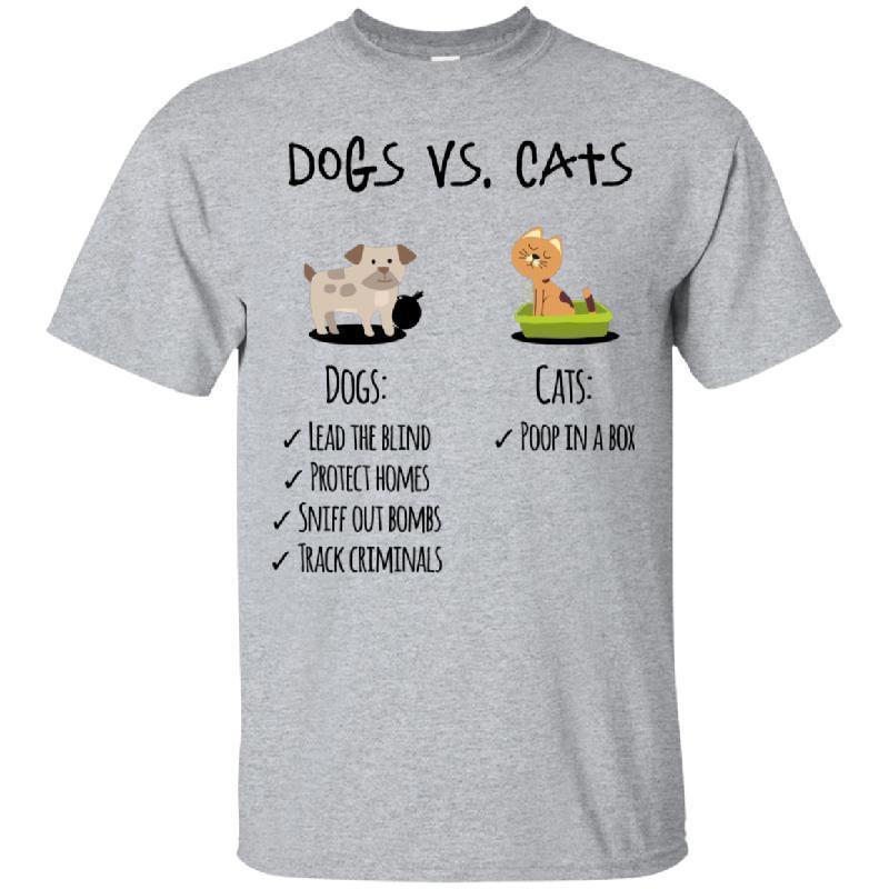 Dogs vs Cats Cotton T-Shirt-KaboodleWorld