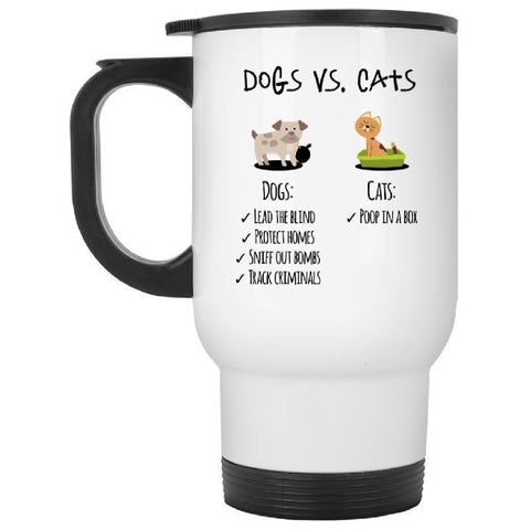 Dogs vs Cats White Travel Mug-KaboodleWorld