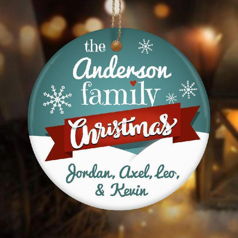 Family Names Personalized Ceramic Christmas Ornament-KaboodleWorld