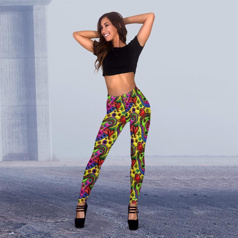 Fashionable Comfy Colorful Leggings- Hearts 3-KaboodleWorld